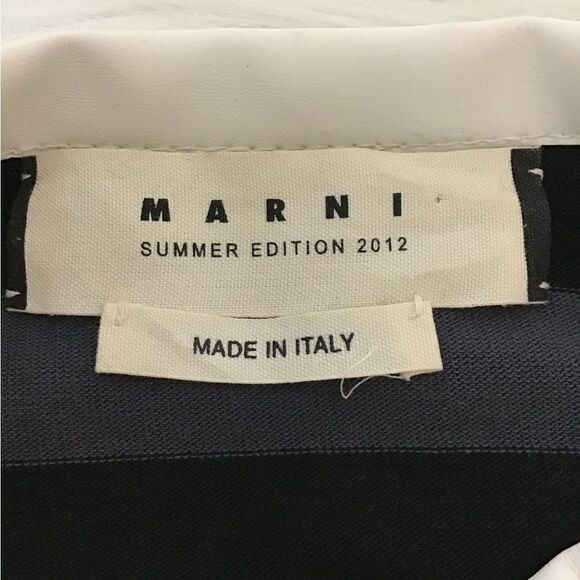 Marni Green V-Neck Faux Leather Trim Sleeveless Top Size 42 - Picture 4 of 13